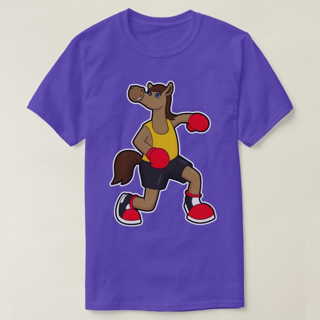 Camiseta Cavalo Como Boxer Com Luvas In A Box (Frente do Design)