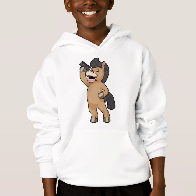 Camiseta Cavalo como Cabeleireiro com Pente (Frente)
