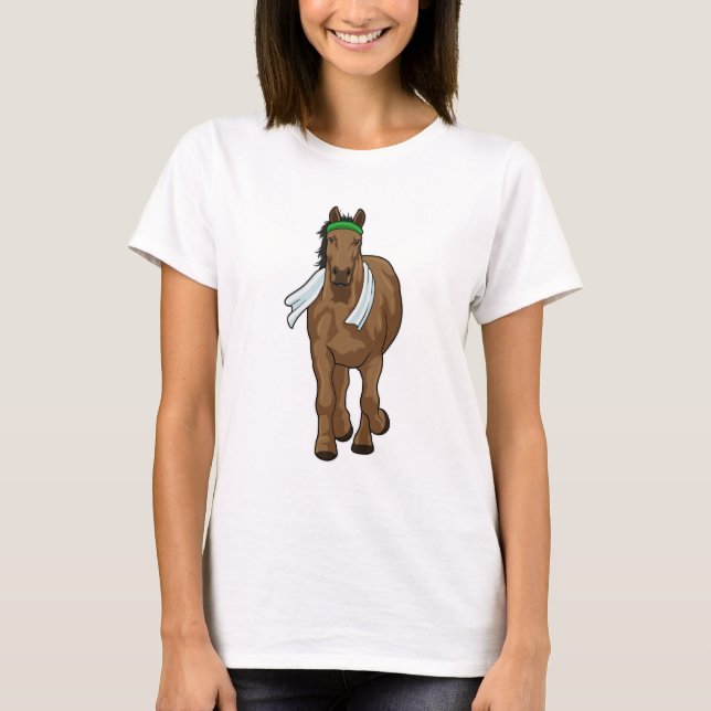 Camiseta Cavalo como corredor com toalha (Frente)