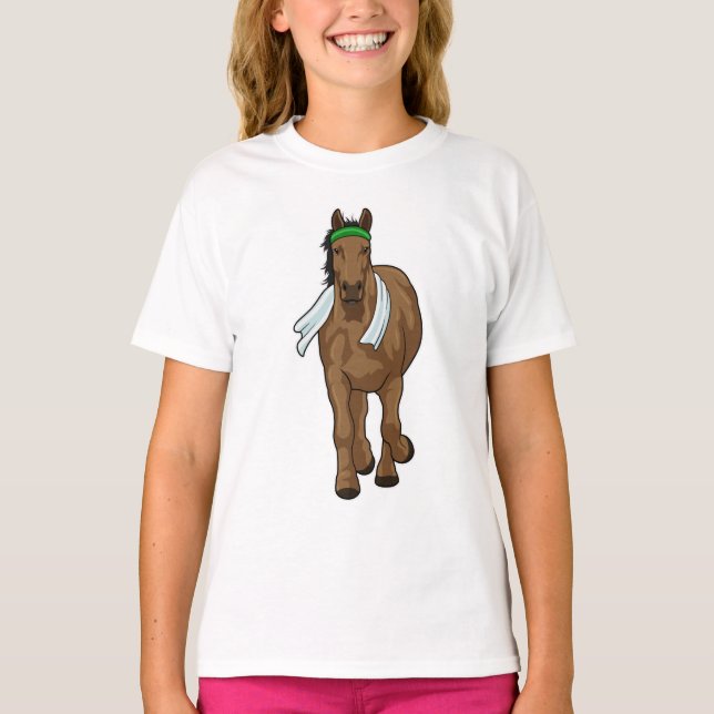 Camiseta Cavalo como corredor com toalha (Frente)