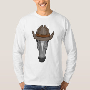 Camiseta Cavalo como Cowboy com Chapéu