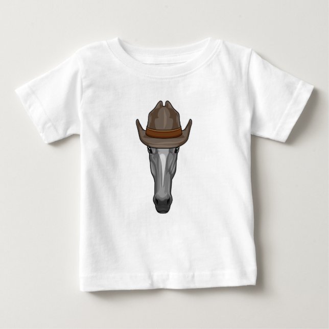 Camiseta Cavalo como Cowboy com Chapéu (Frente)