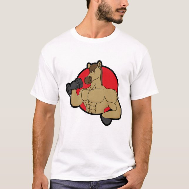 Camiseta Cavalo como Criador de Crimes com Dumbbell (Frente)