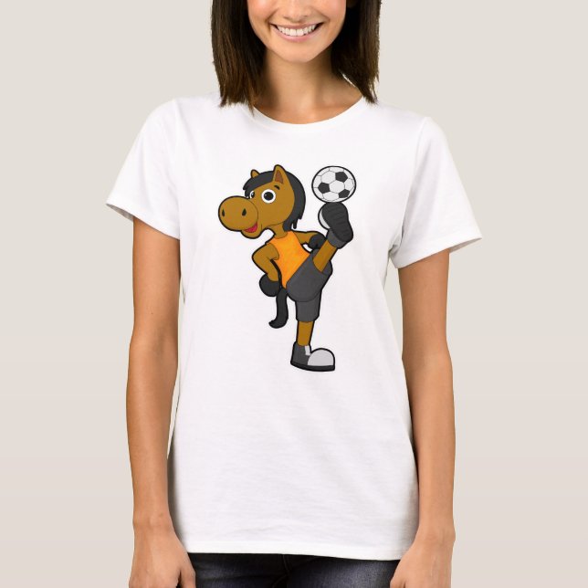 Camiseta Cavalo como jogador de futebol com bola de futebol (Frente)