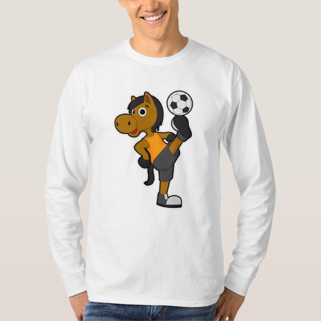 Camiseta Cavalo como jogador de futebol com bola de futebol (Frente)