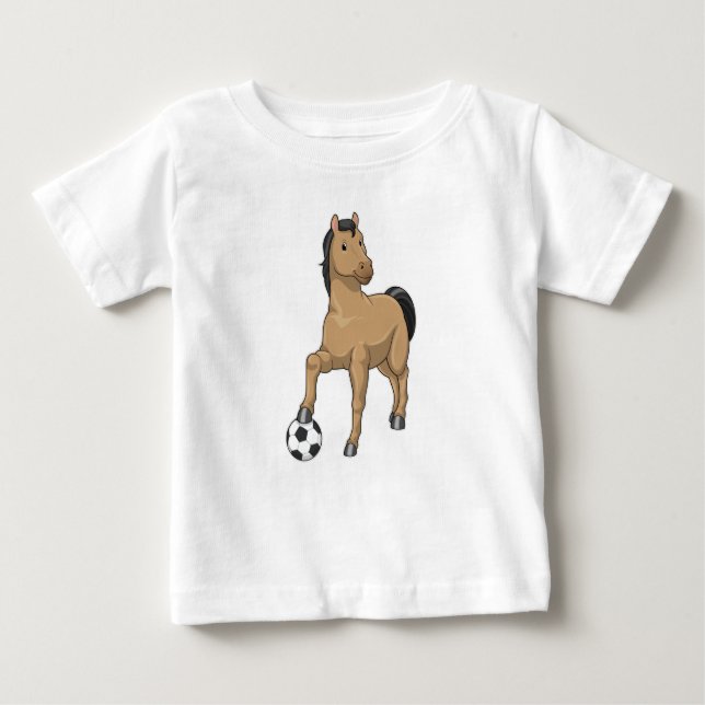 Camiseta Cavalo como jogador de futebol com futebol (Frente)