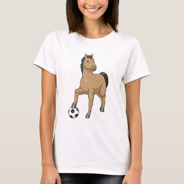 Camiseta Cavalo como jogador de futebol com futebol (Frente)