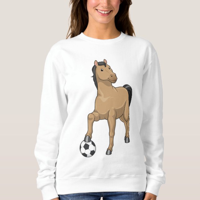 Camiseta Cavalo como jogador de futebol com futebol (Frente)