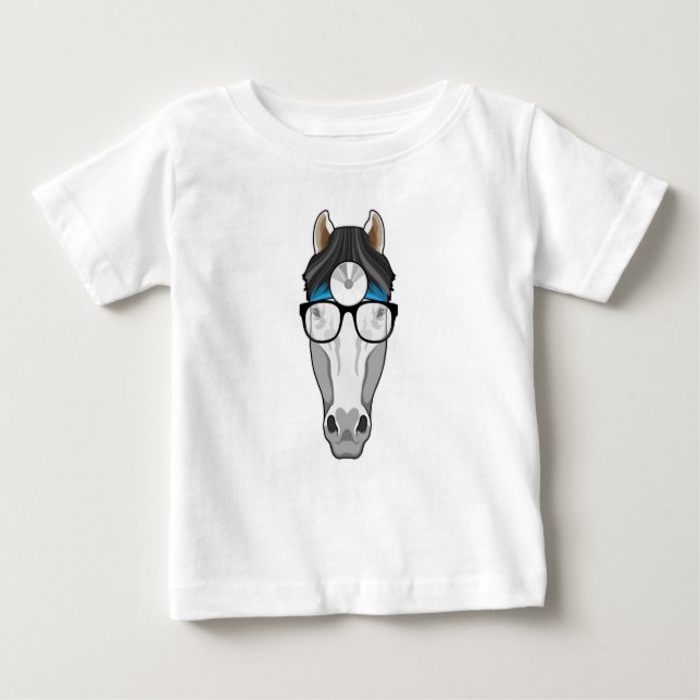 Camiseta Cavalo como Médico com Óculos (Frente)