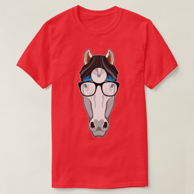 Camiseta Cavalo como Médico com Óculos (Frente do Design)