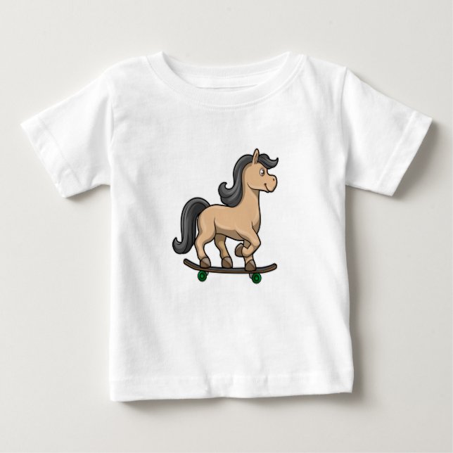 Camiseta Cavalo como Patinador com Skate (Frente)