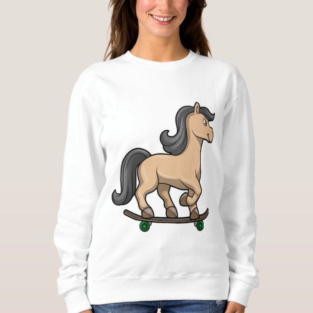 Camiseta Cavalo como Patinador com skate (Frente)