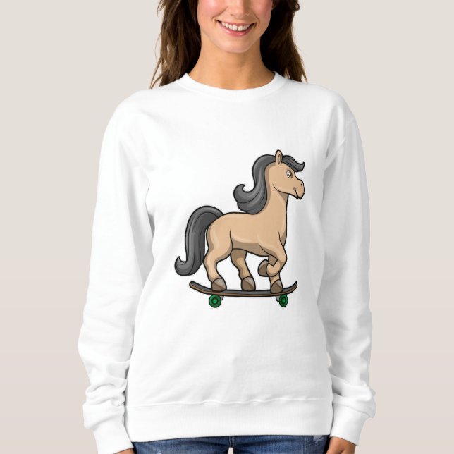 Camiseta Cavalo como Patinador com skate (Frente)