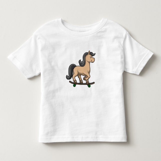 Camiseta Cavalo como Patinador com Skate (Frente)