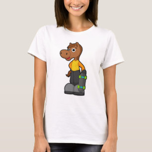 Camiseta Cavalo como Patinador com skate