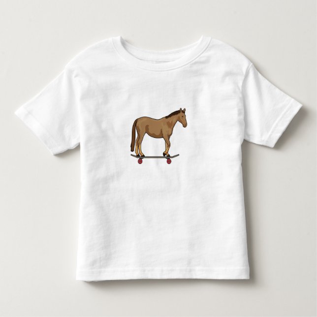 Camiseta Cavalo como Patinador em Skate (Frente)