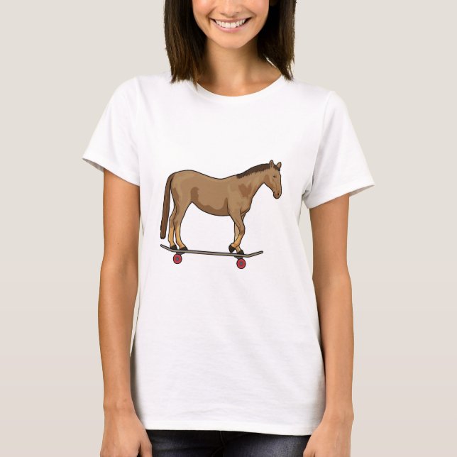 Camiseta Cavalo como Patinador em skate (Frente)