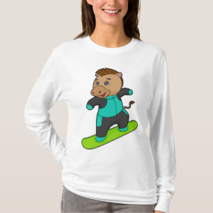 Camiseta Cavalo como Snowboarder com Snowboard