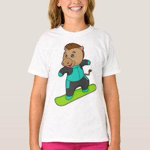 Camiseta Cavalo como Snowboarder com Snowboard