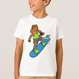 Camiseta Cavalo como Snowboarder com Snowboard