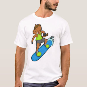 Camiseta Cavalo como Snowboarder com Snowboard