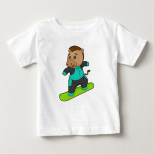 Camiseta Cavalo como Snowboarder com Snowboard