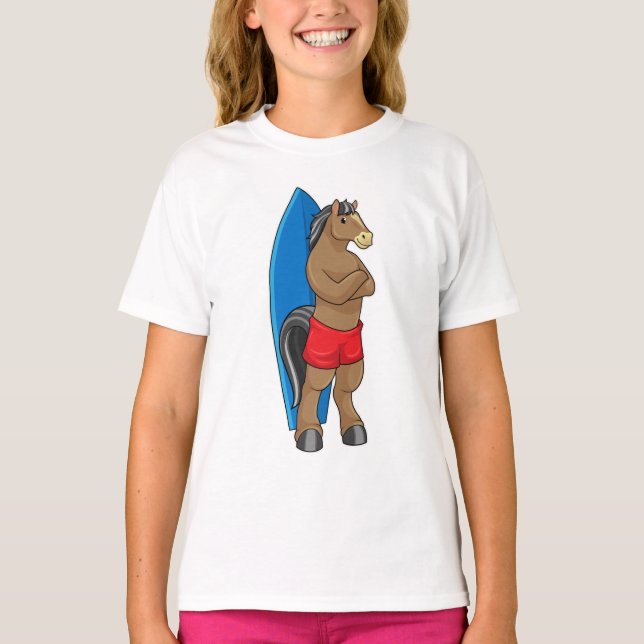 Camiseta Cavalo como Surfer com Surfboard (Frente)