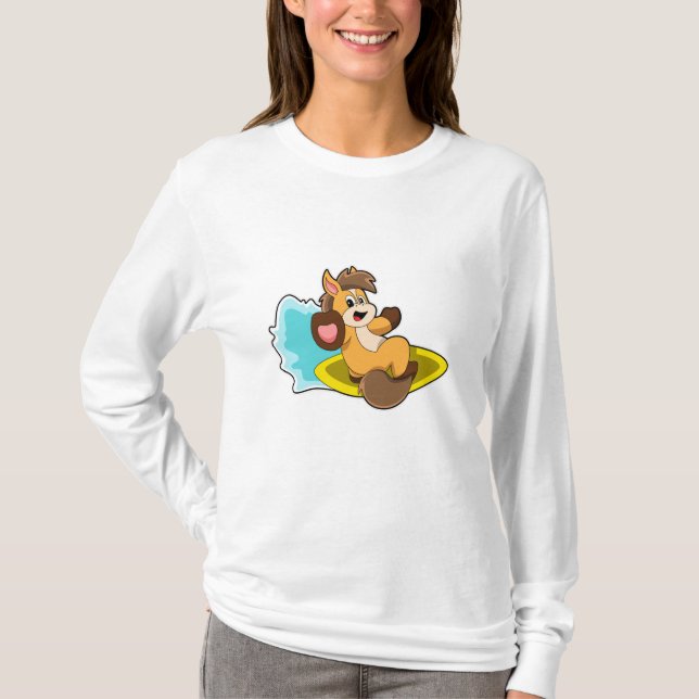 Camiseta Cavalo como Surfer com Surfboard (Frente)