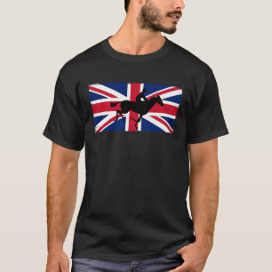 Camiseta Cavalo corre com Bandeira do Reino Unido