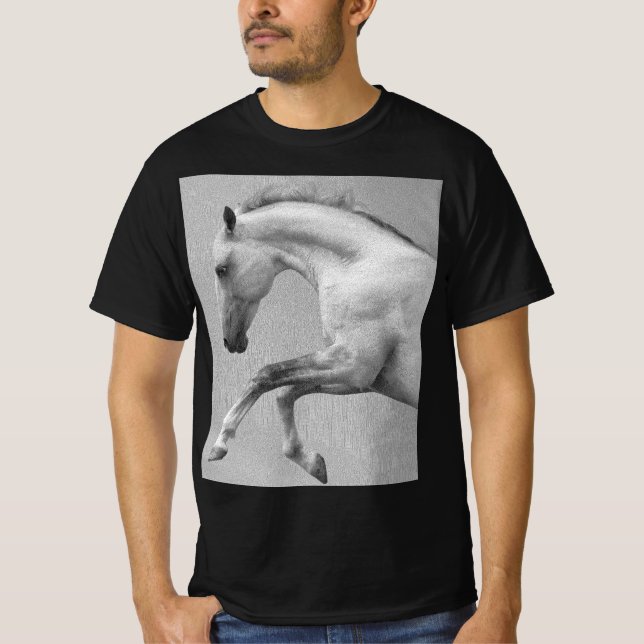 Camiseta Cavalo Curvo Modelo de Animais Modernos Preto (Frente)