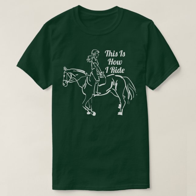 Camiseta Cavalo da Cowgirl Andando para trás Engraçado reve (Frente do Design)