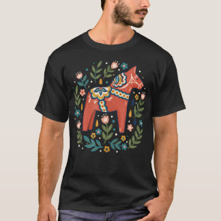 Camiseta Cavalo Dala Arte Folclórica Floral Animais da Faze