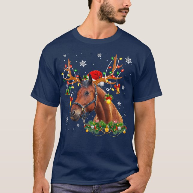 Camiseta Cavalo das Luzes de Natal Xmas (Frente)