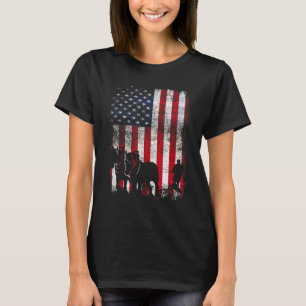 Camiseta Cavalo de Arrasto Bandeira Americana Patriótica Fa