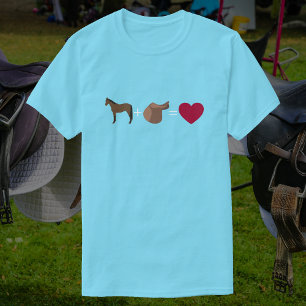 Camiseta Cavalo de baía + sela = Coração Equestre Cute