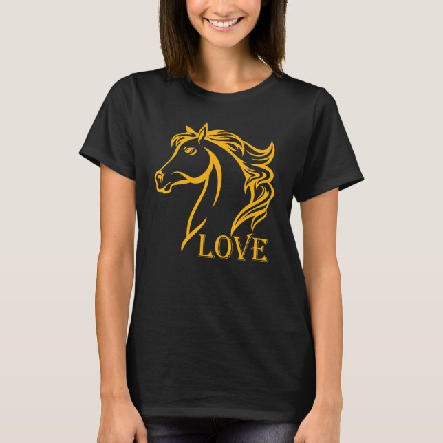 Camiseta Cavalo de Cabeça de Cavalo na moda para Cavalo Equ (Frente)