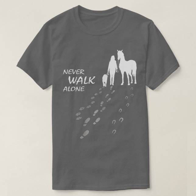 Camiseta Cavalo de cão nunca anda sozinho, fã de cavalo, am (Frente do Design)