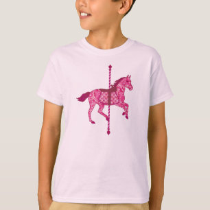Camiseta Cavalo de Carrossel - Rosa Fúcsia
