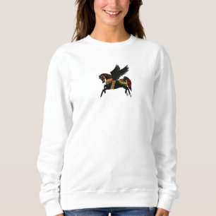 Camiseta Cavalo de carrossel vintage Pegasus preto elegante