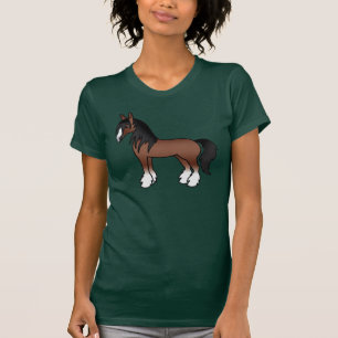 Camiseta Cavalo de Cartoon Castanho Vanner Clydesdale Shire