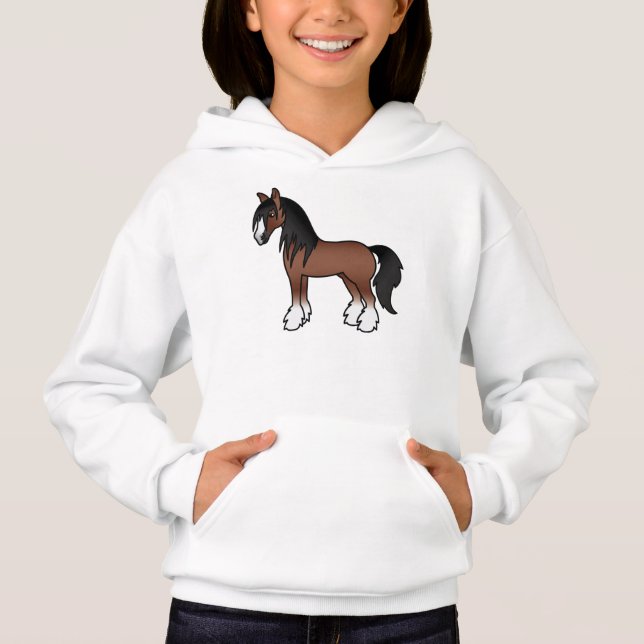 Camiseta Cavalo de Cartoon Castanho Vanner Clydesdale Shire (Frente)