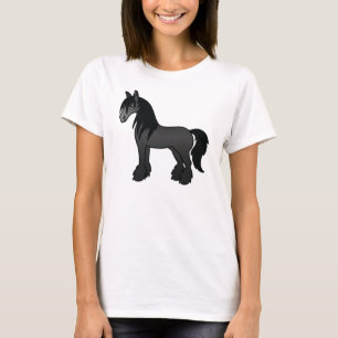 Camiseta Cavalo de Cartoon Negro Vanner Clydesdale Shire