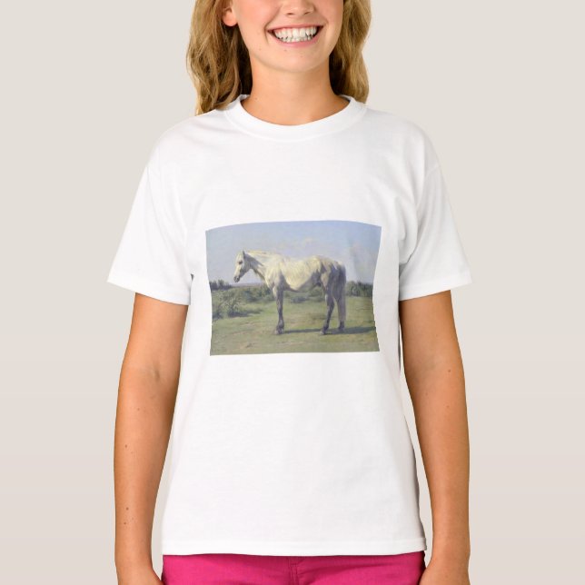 Camiseta Cavalo de cinza em campo (por Rosa Bonheur) (Frente)