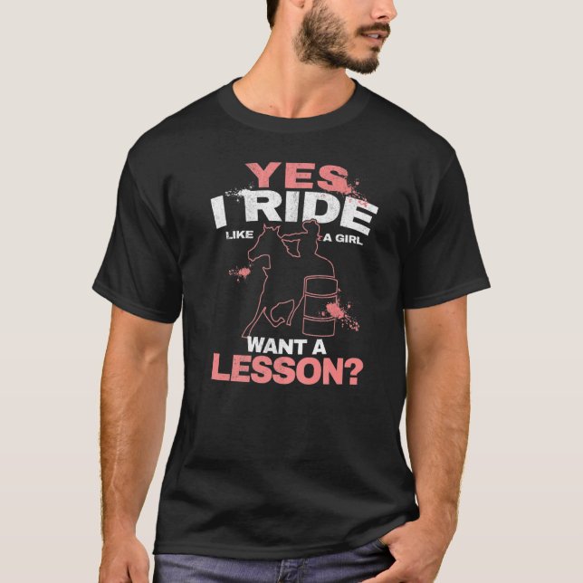 Camiseta Cavalo de Corrida de Barril de Rodeio Montar Como  (Frente)