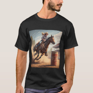 Camiseta Cavalo de Corrida de Barril Rodeio de Montaria Cou