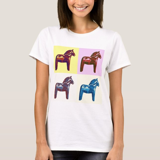 Camiseta Cavalo de Dala do sueco, pop art da suecia, sueco (Frente)
