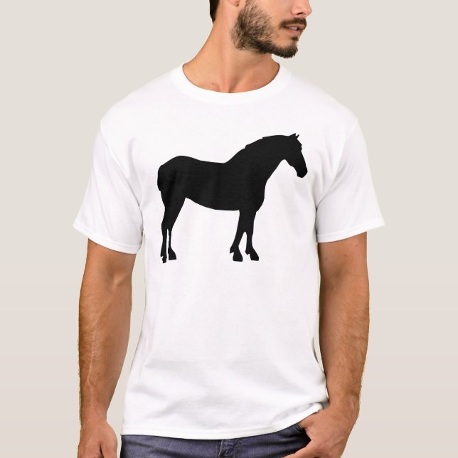 Camiseta Cavalo de esboço (preto) (Frente)