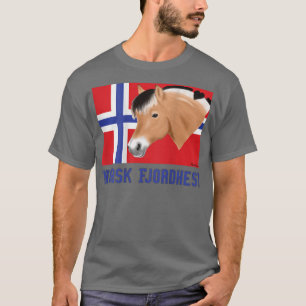 Camiseta Cavalo de fiorde com bandeira norueguesa, fã de pô