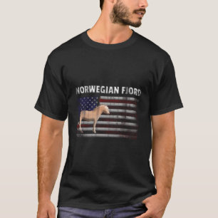 Camiseta Cavalo De Fjoro Norueguês Com Bandeira Americana