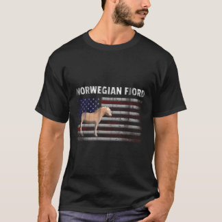 Camiseta Cavalo De Fjoro Norueguês Com Bandeira Americana